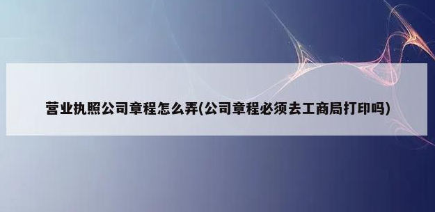 营业执照公司章程怎么弄(公司章程必须去工